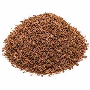 Brazilian Mimosa hostilis inner root bark shredded into fine natural pieces on white background