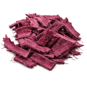 Mexican Mimosa Hostilis Root Bark Whole – shredded deep pink-purple bark pieces on white background