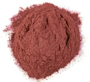 Mexican Mimosa Hostilis Root Bark Powder – fine dark reddish-brown powder pile on white background