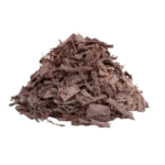 Brazilian Mimosa Hostilis Inner Root Bark Whole – coarse chopped dark brown bark chips and fibers piled on black background