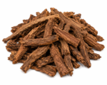 Natural Acacia acuminata root bark pieces on white background for botanical reference